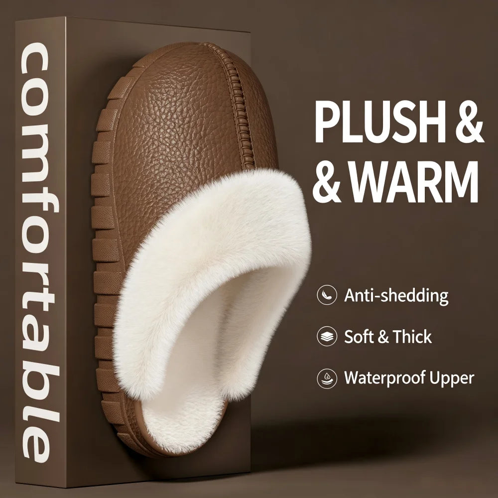 SHAJI Winter Warm Non Slip Indoor Home Slippers Removable Washable Zpaxo brown 45-46