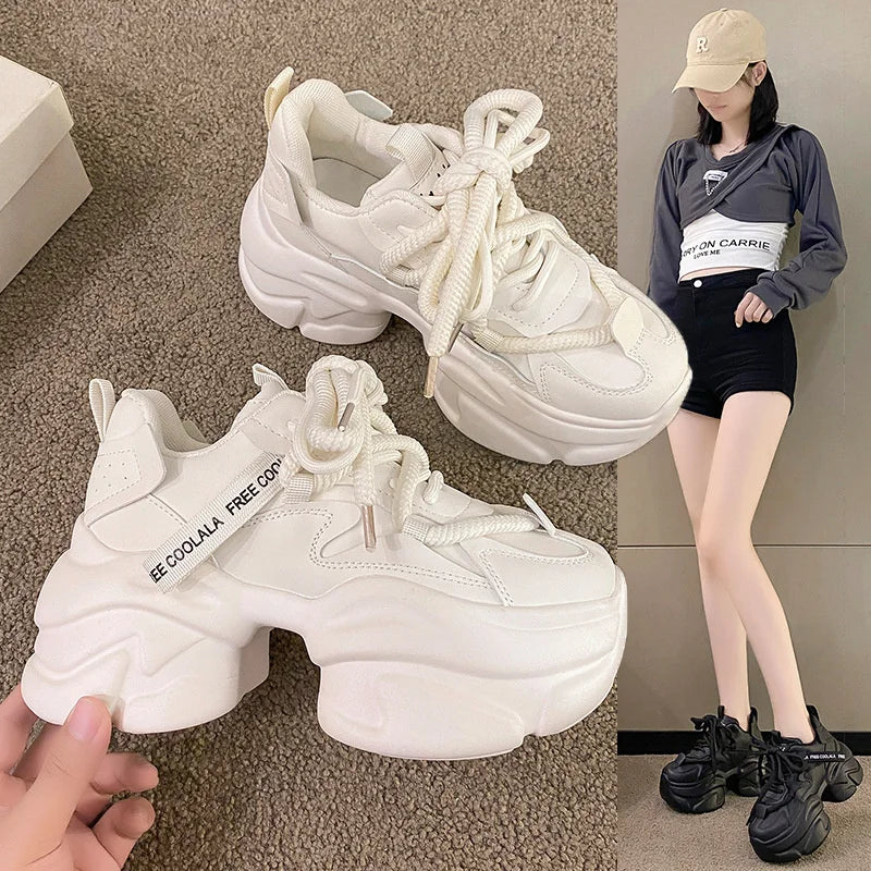 Women Chunky Sneakers Platform Sports Shoes 2023 Autumn Thick Bottom Zpaxo