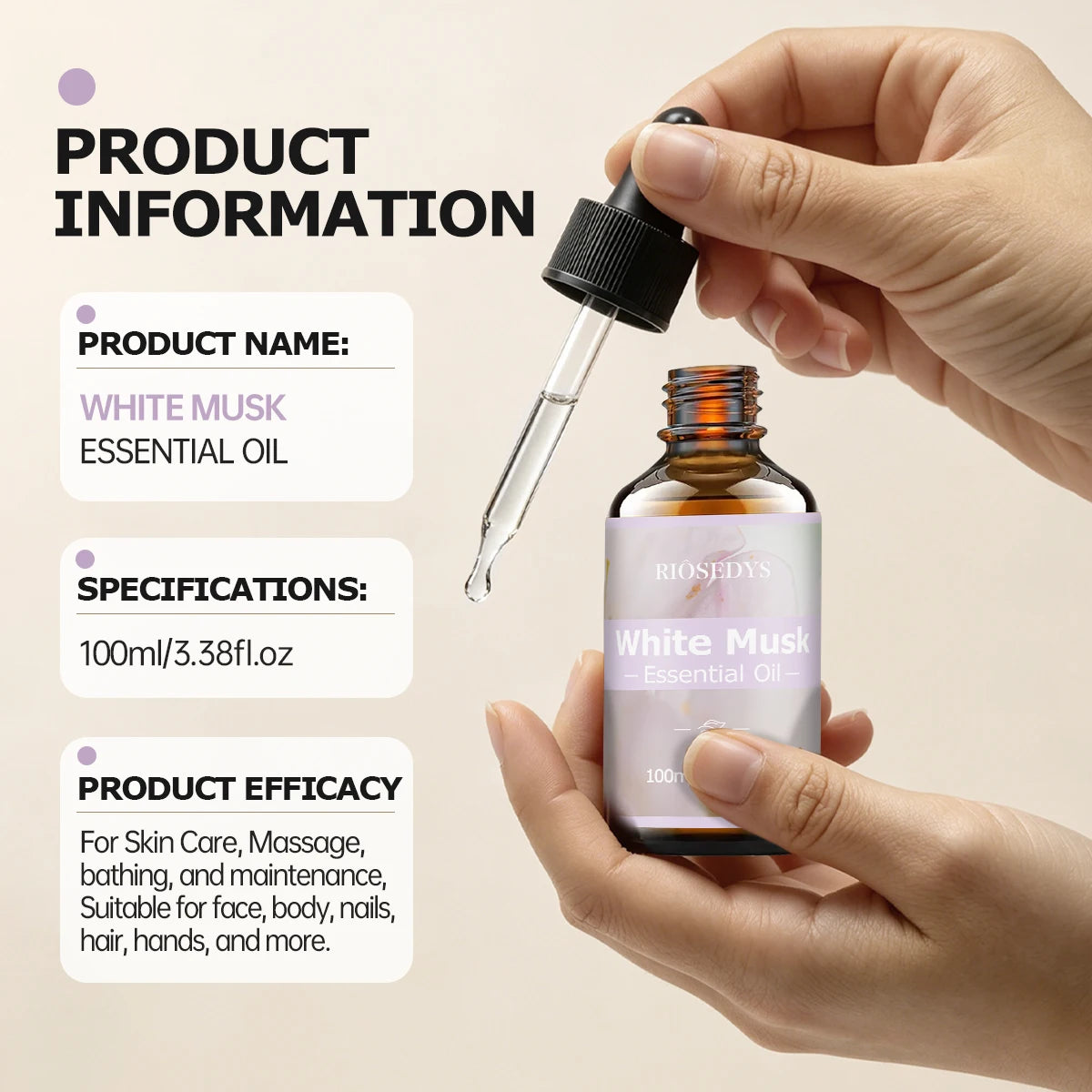 WHITE MUSK ESSENTIAL OIL Moisturizing Nourishing Massage Suitable Zpaxo