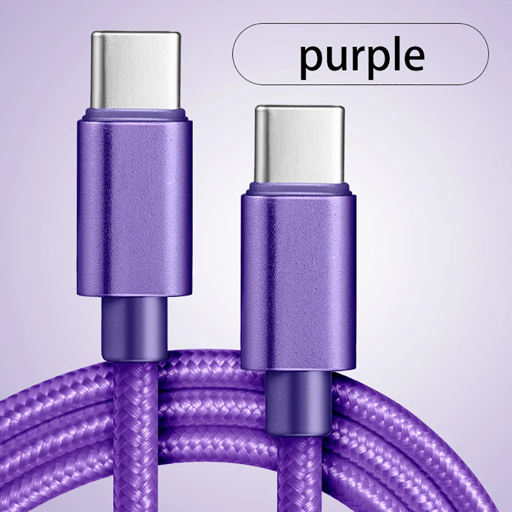 5A Fast Charging USB-C to C Nylon Cable 1m/2m/3m | 100W PD USB-C Charging Cable Zpaxo Purple 3m