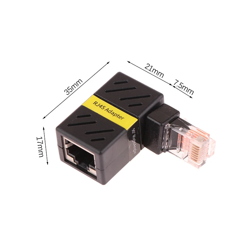 1Pcs 360° Rotatable Network Plug RJ45 Gigabit Adapter 90 Degrees Right Angle Elbow Universal Male To Female Converter Zpaxo one size