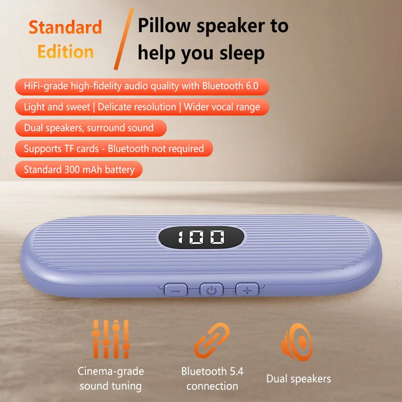 Under Pillow Bone Conduction Bluetooth Speaker White Noise Sleep Aid Soundbar LED Display TF MP3 Music Player Timed Shutdown Zpaxo Blue