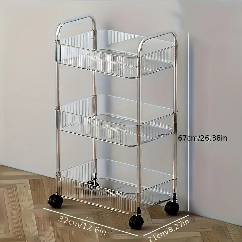 Modern Universal Wheel Design Transparent Acrylic Rolling Storage