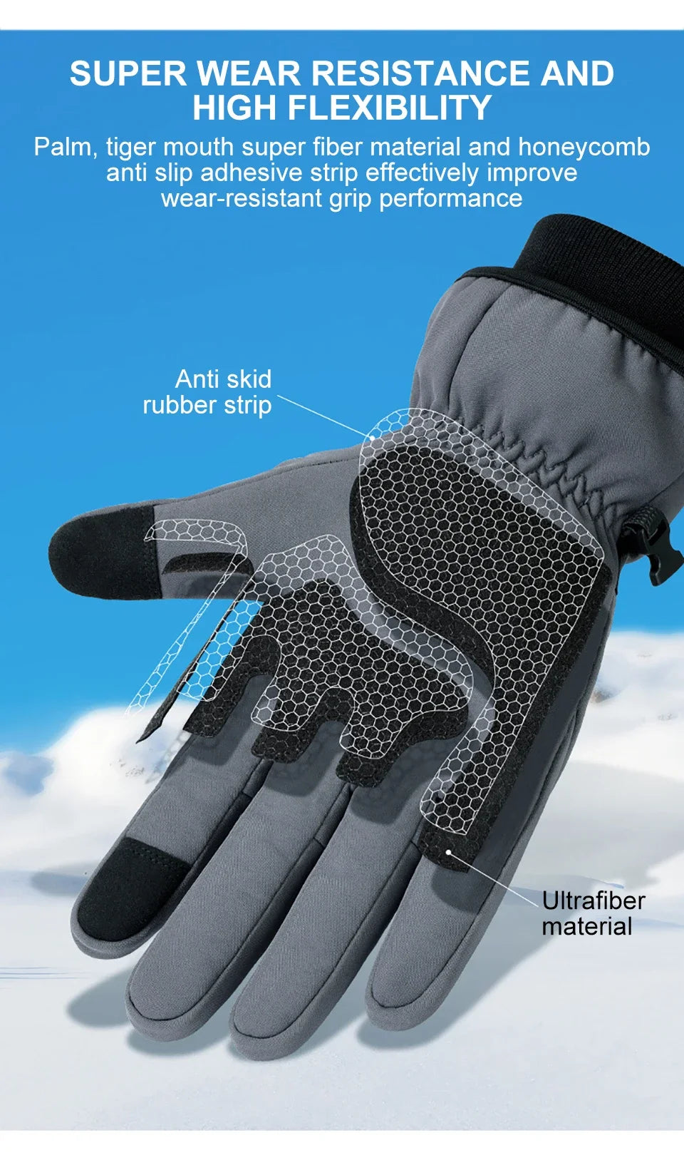 Men's Winter Cycling Gloves Outdoor Sports Waterproof Motorcycle Heated Ski Touch Screen Fleece Women Non-slip Warm Full Finger Zpaxo