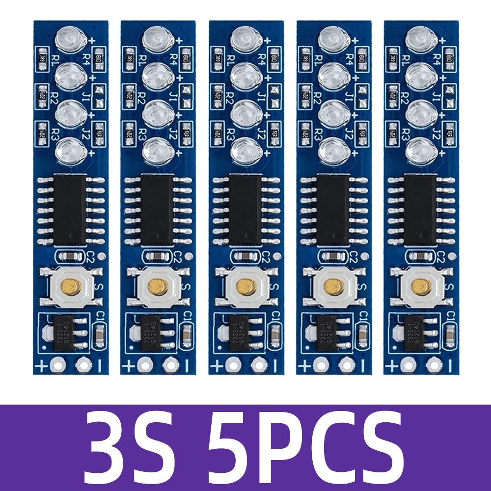 1S to 4S LED Digital Lithium Battery Capacity Tester - 3.7V 18650 Battery Checker with Real-Time Percent Power Indicator Zpaxo 3S 5PCS