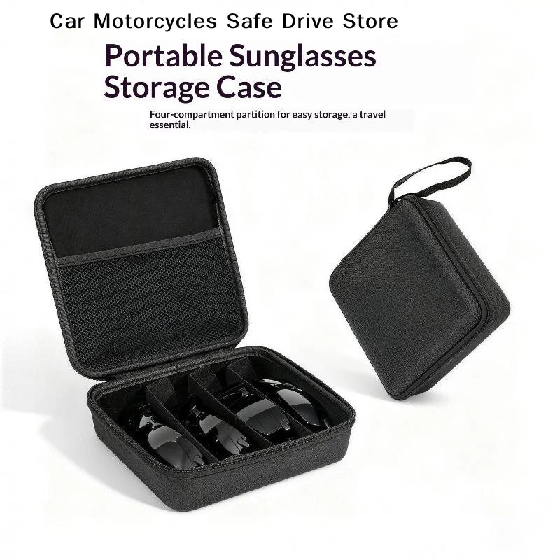 CM4 5 6 7 8 Compartments Adjustable Glasses Organizer Portable Black