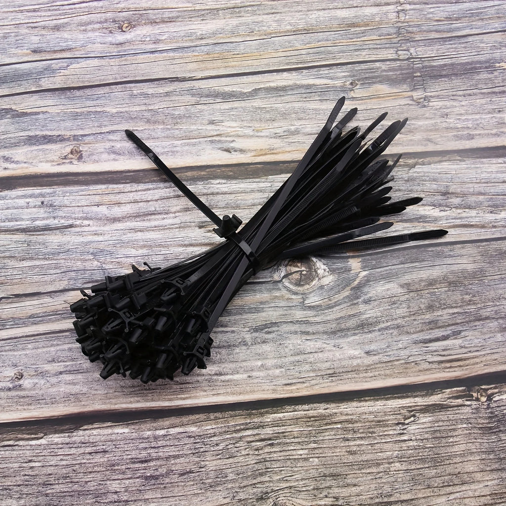 100pcs Push Mount Winged Chassis Cable Ties for Homehold Construction Industry Electronic Industry Auto Cable Wire Nylon Black Zpaxo
