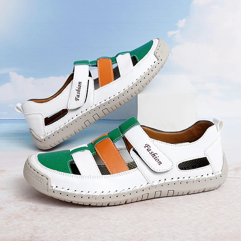 Summer Men Sandals Leather Mens Casual Shoes Outdoor Beach Roman Zpaxo