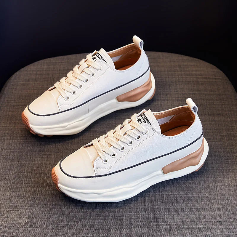 2026 Arrival Leather White Platform Sneakers Women Spring Autumn Zpaxo