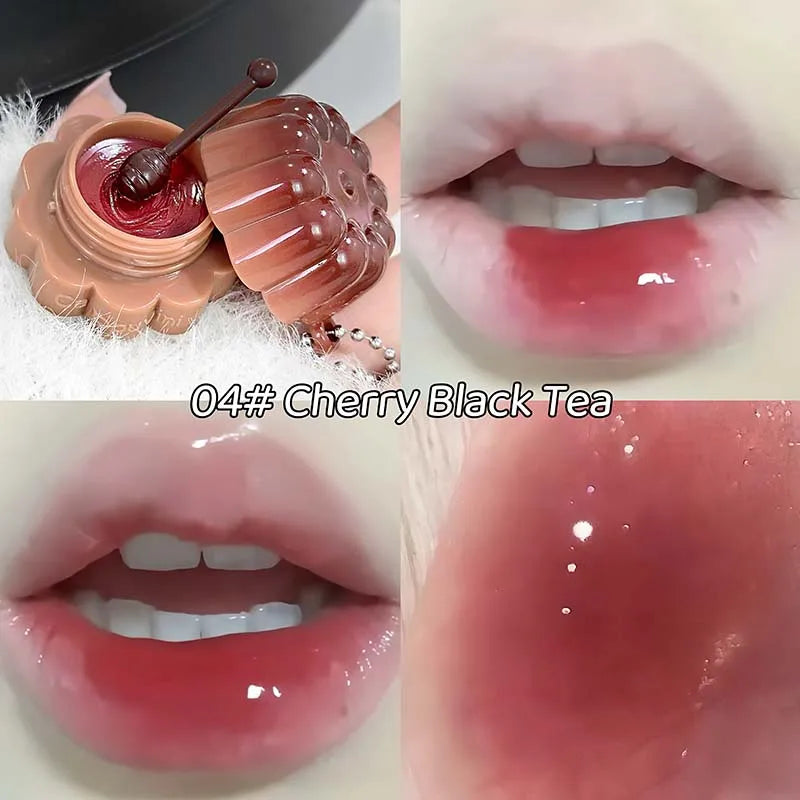 Jelly Solid Water Mirror Lip Gloss Shine Plumping Balm Light Red