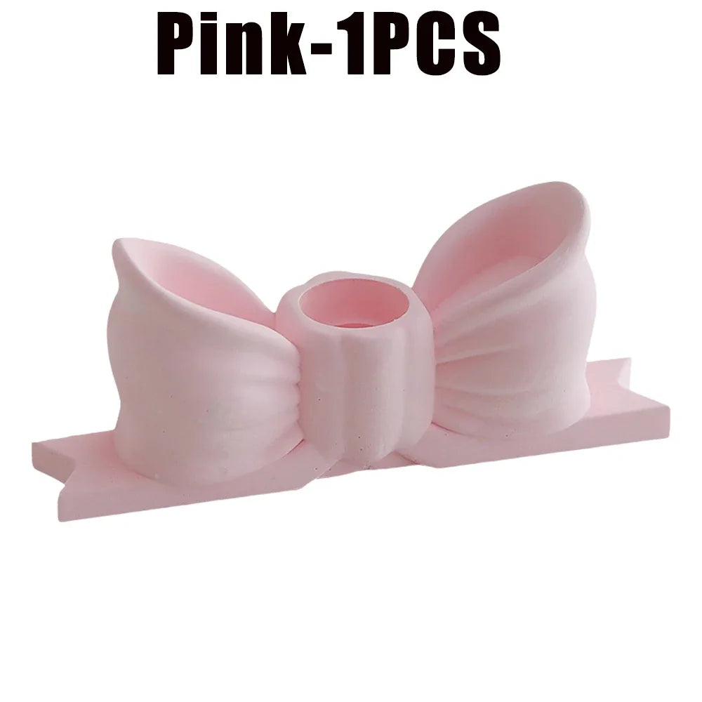 Gypsum Bow Candle Holder Long Candlestick Wedding Birthday Party Home