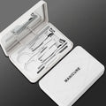 6 pcs Stainless steel nail clipper set with mirror, nail clipper, nail trimming tool, ear scoop, nail clipper, complete set Zpaxo white