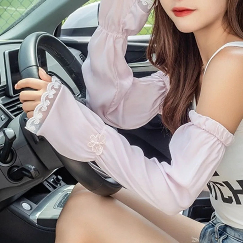 Fashion Loose Fit Sunscreen Sleeves Thin Fabric Breathable Arm Sleeves UV Protection Fingerless Gloves Summer Zpaxo
