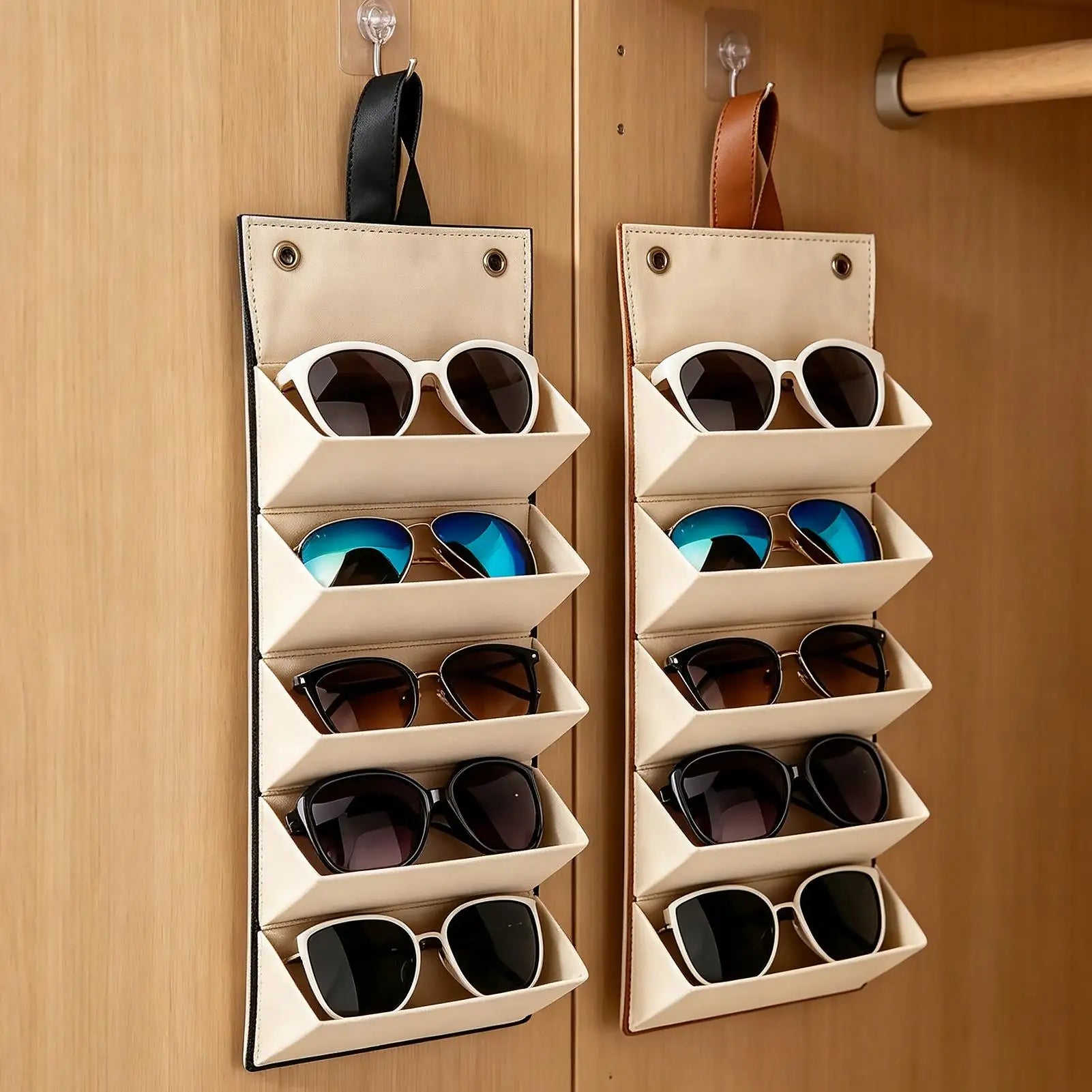 Sunglass Travel Case 5 Slots Portable Foldable Box Hangable