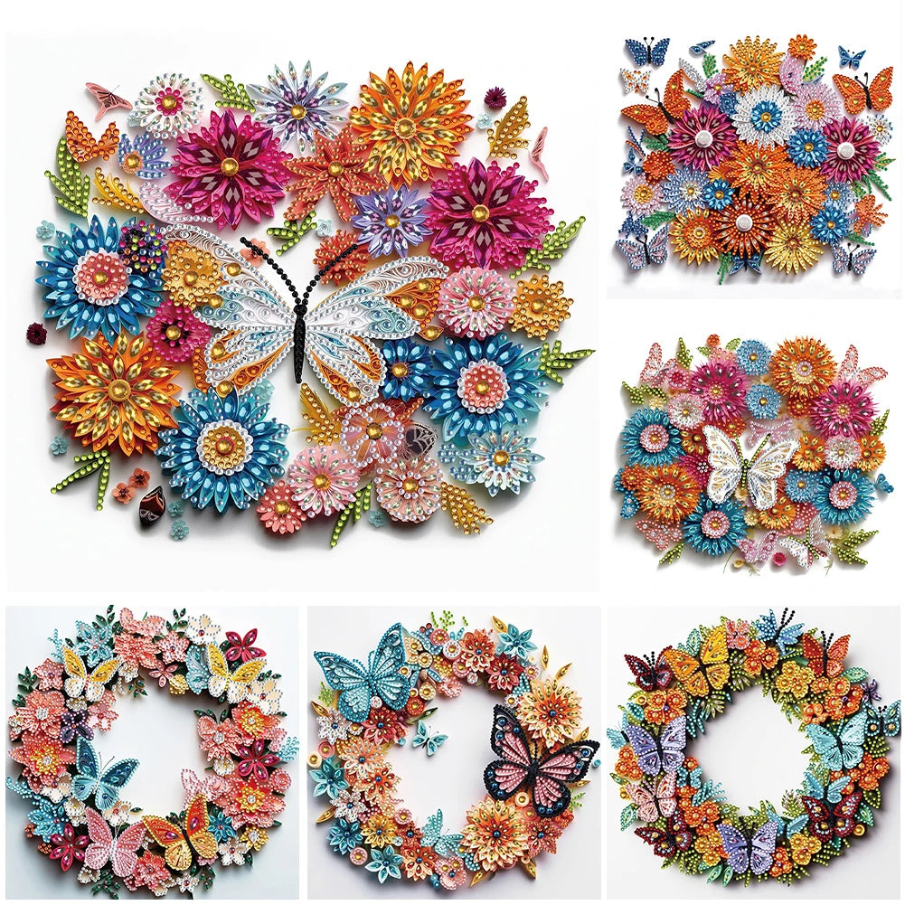 5D DIY Diamond Painting Butterfly Wreath Art Partial Special Shaped