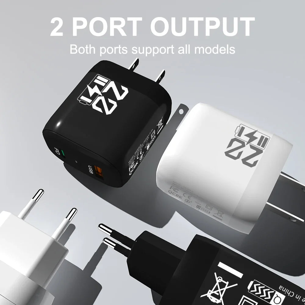 20W USB-C PD Fast Charger Dual Port Wall Adapter EU US Plug USB-C Wall Charger Zpaxo