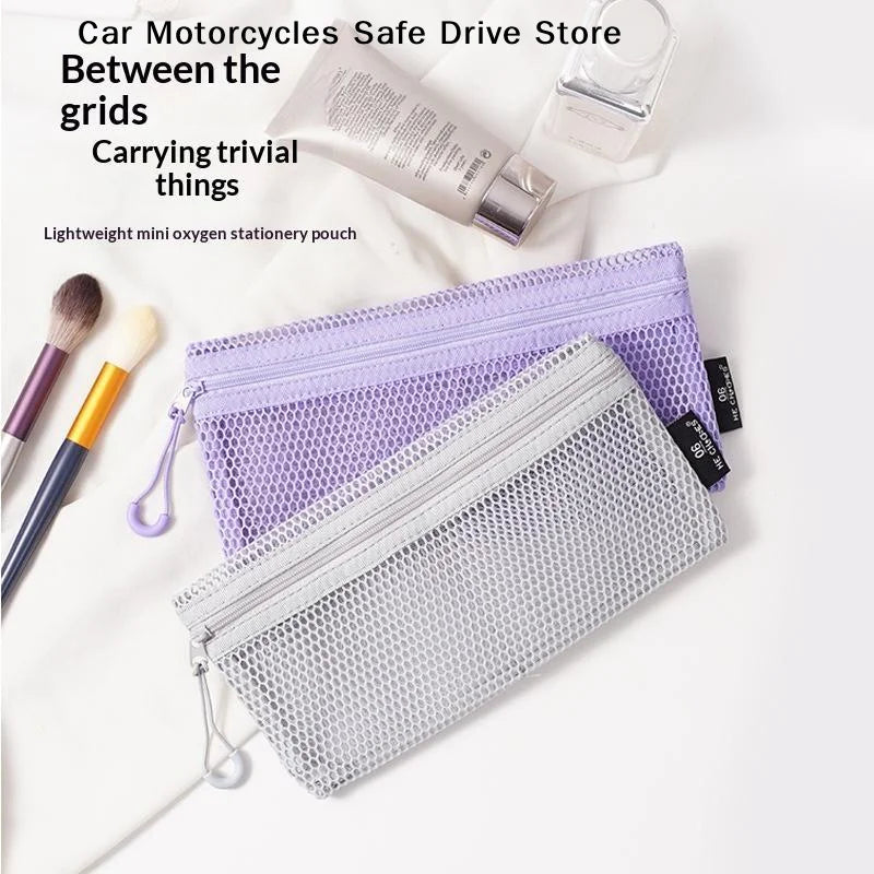 MBreathable Mesh Zipper Storage Pouch Visible Large Capacity Makeup