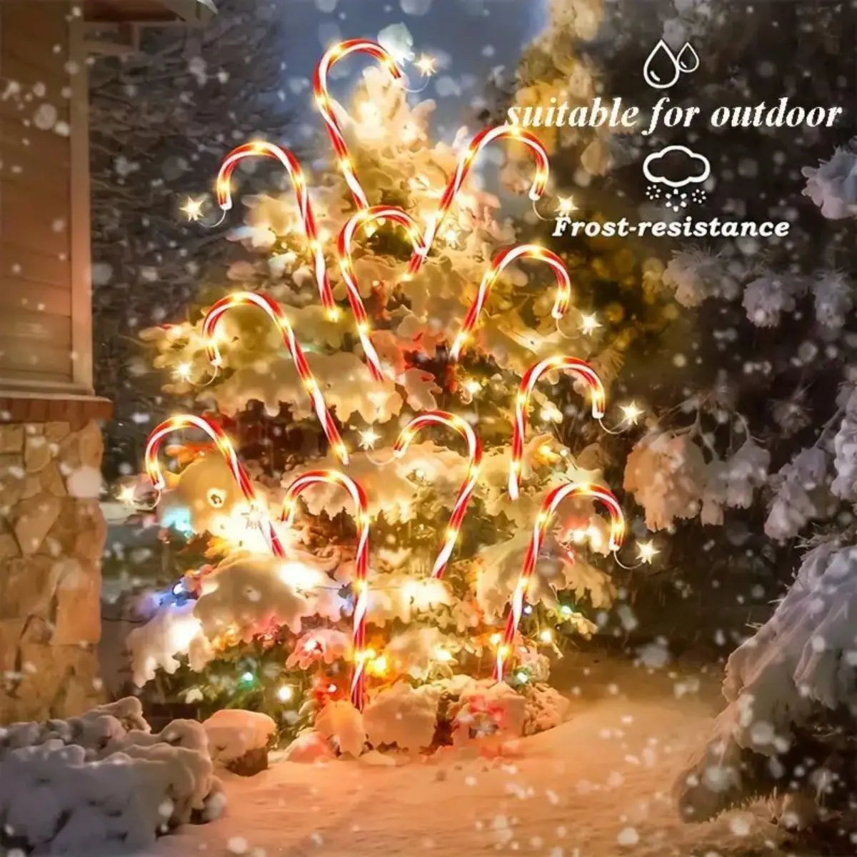 Christmas Decorative Cane Light Solar Courtyard 8-Mode Lighting Zpaxo