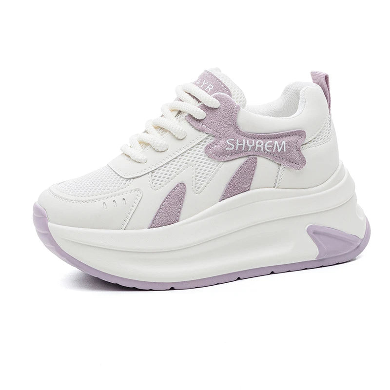 Womens White Mesh Sneakers Breathable Chunky Platform Height Zpaxo 2562 Purple 34 China Mainland
