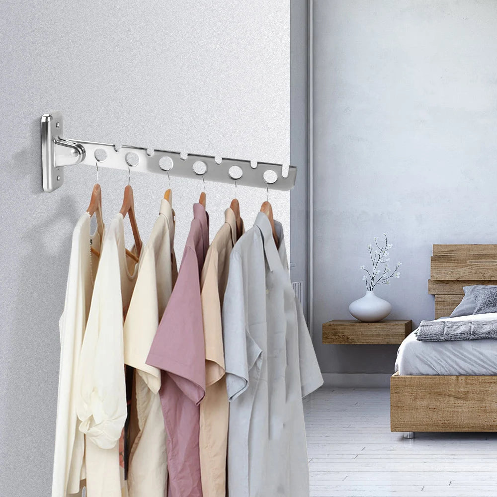 Indoor Space Saving Stainless Steel Wall Mounted Clothes Folding