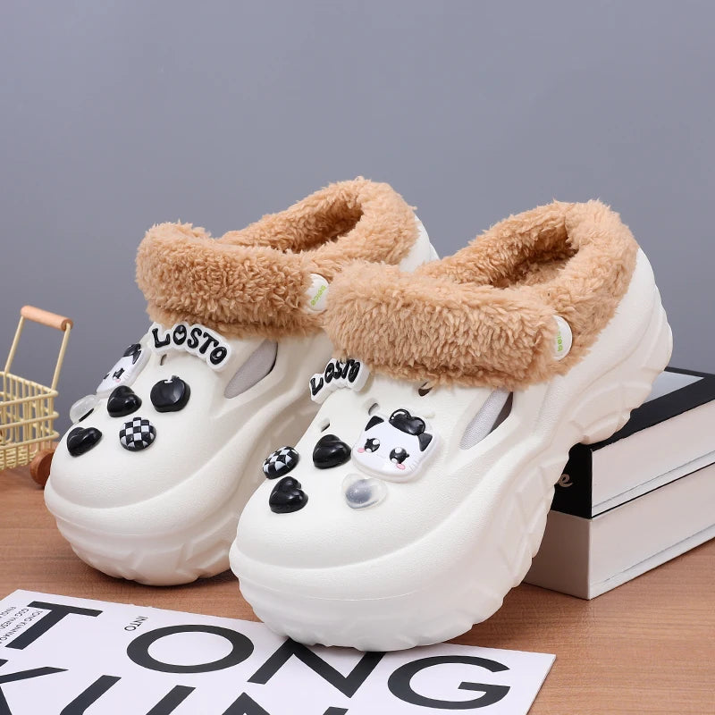 Winter Women EVA Waterproof Home Slides Shoes Classic Couple's Cotton