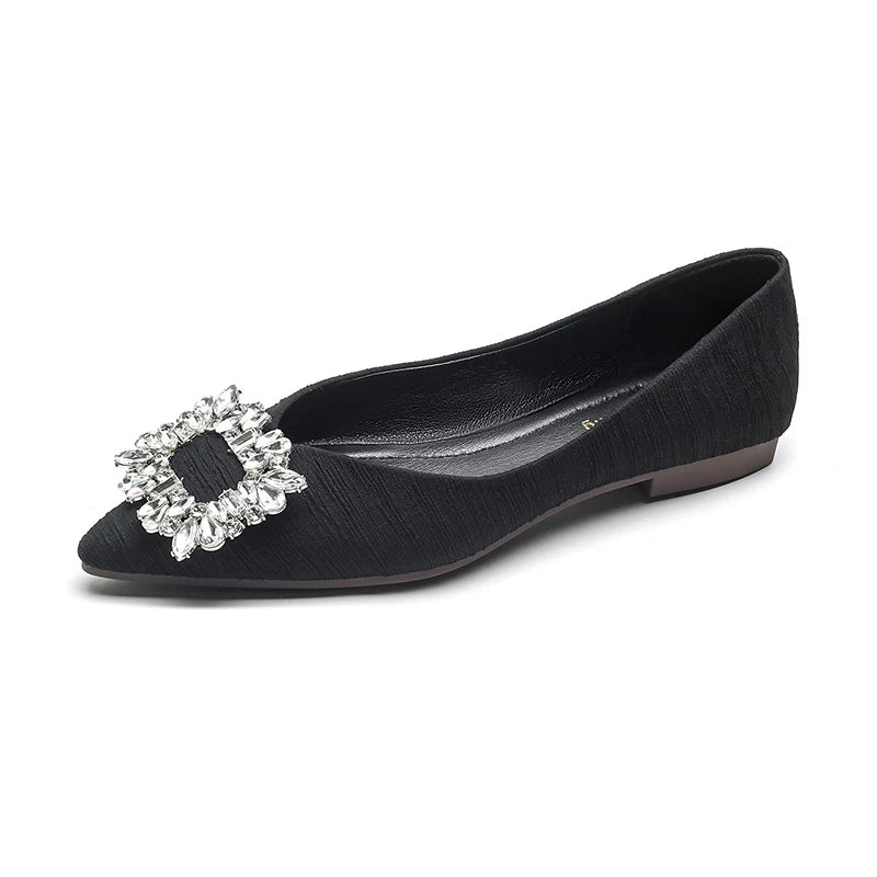 Women White Ballet Flats 2026 Round Toe Gold Buckle Soft Leather Slip Zpaxo 889-1 Black 37 China Mainland