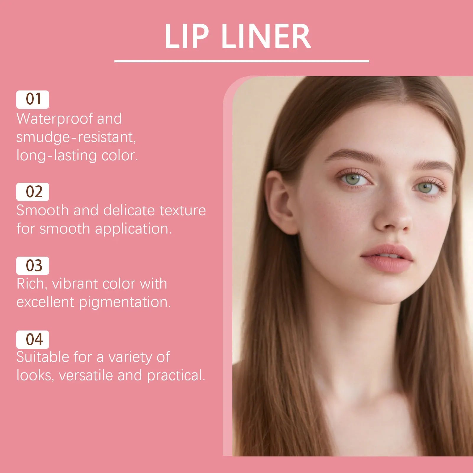 Light Brown Waterproof Lip Liner – Long-Lasting & Natural Lip Liner Zpaxo