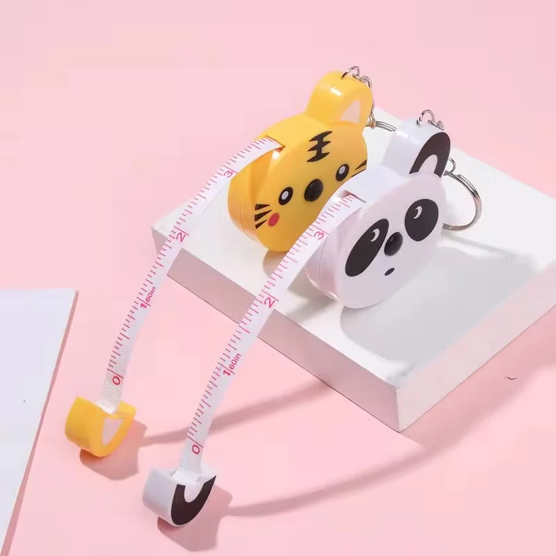 Cute Cartoon Animal Mini Tape Measure Keychain Portable Retractable