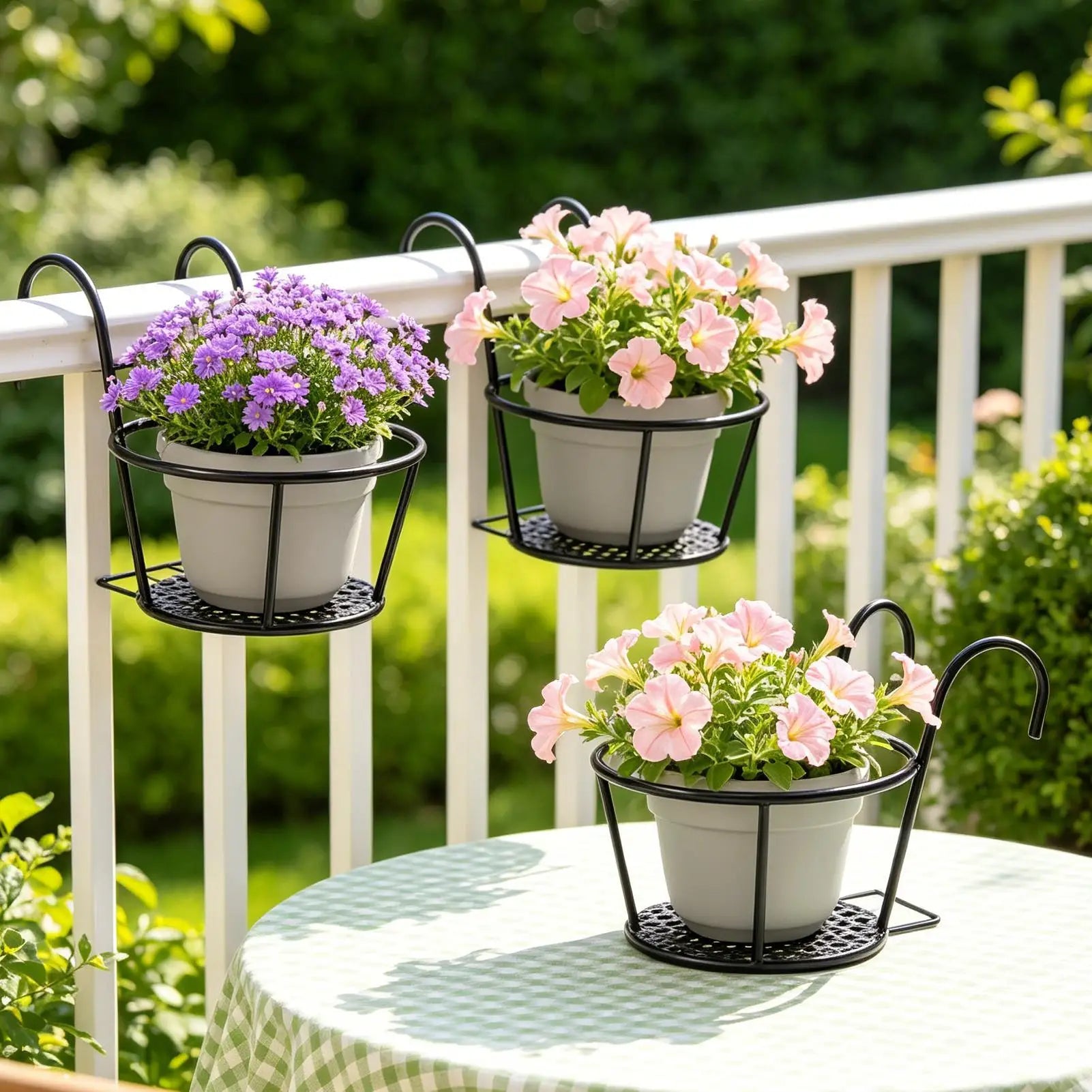 Deck Railing Plant Hanger Iron Weather-resistant Thickened Metal