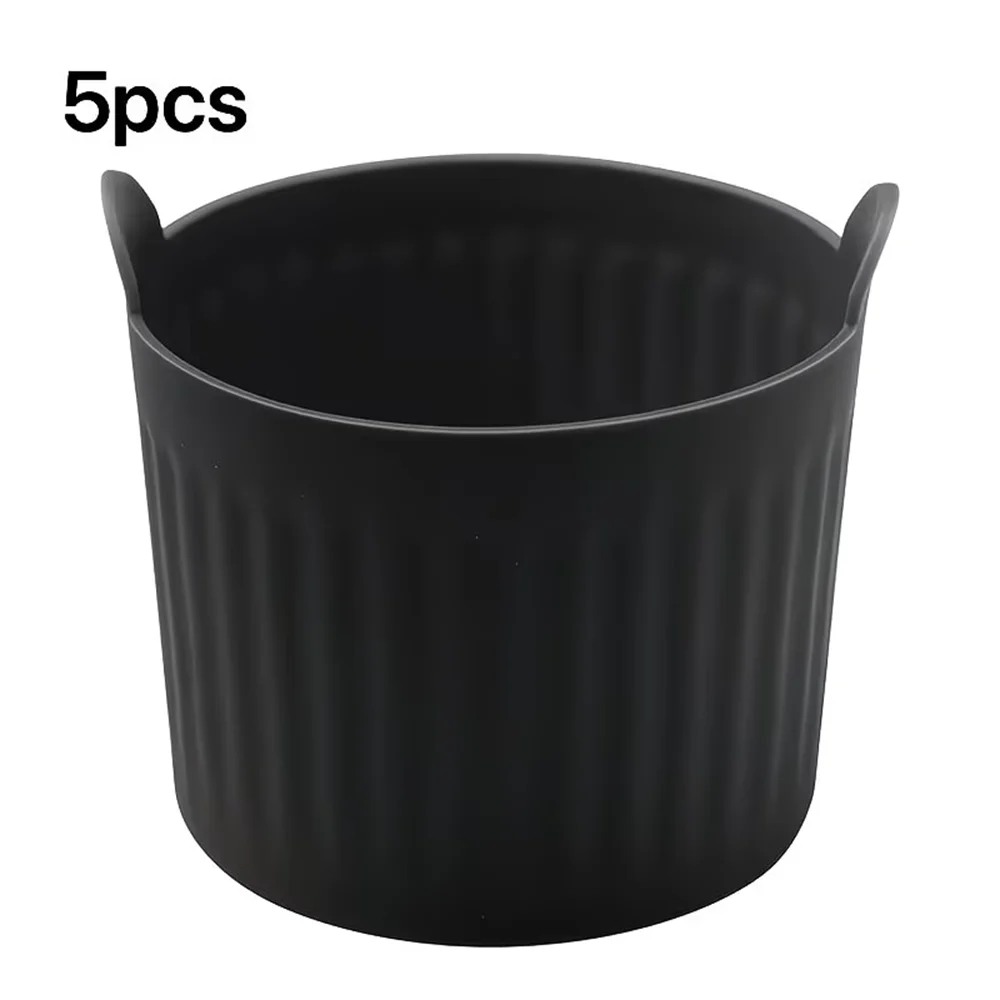 Air Fryer Baking Cup Silicone Tray Muffin Cake Mold Egg Tart Zpaxo 5pcs Black