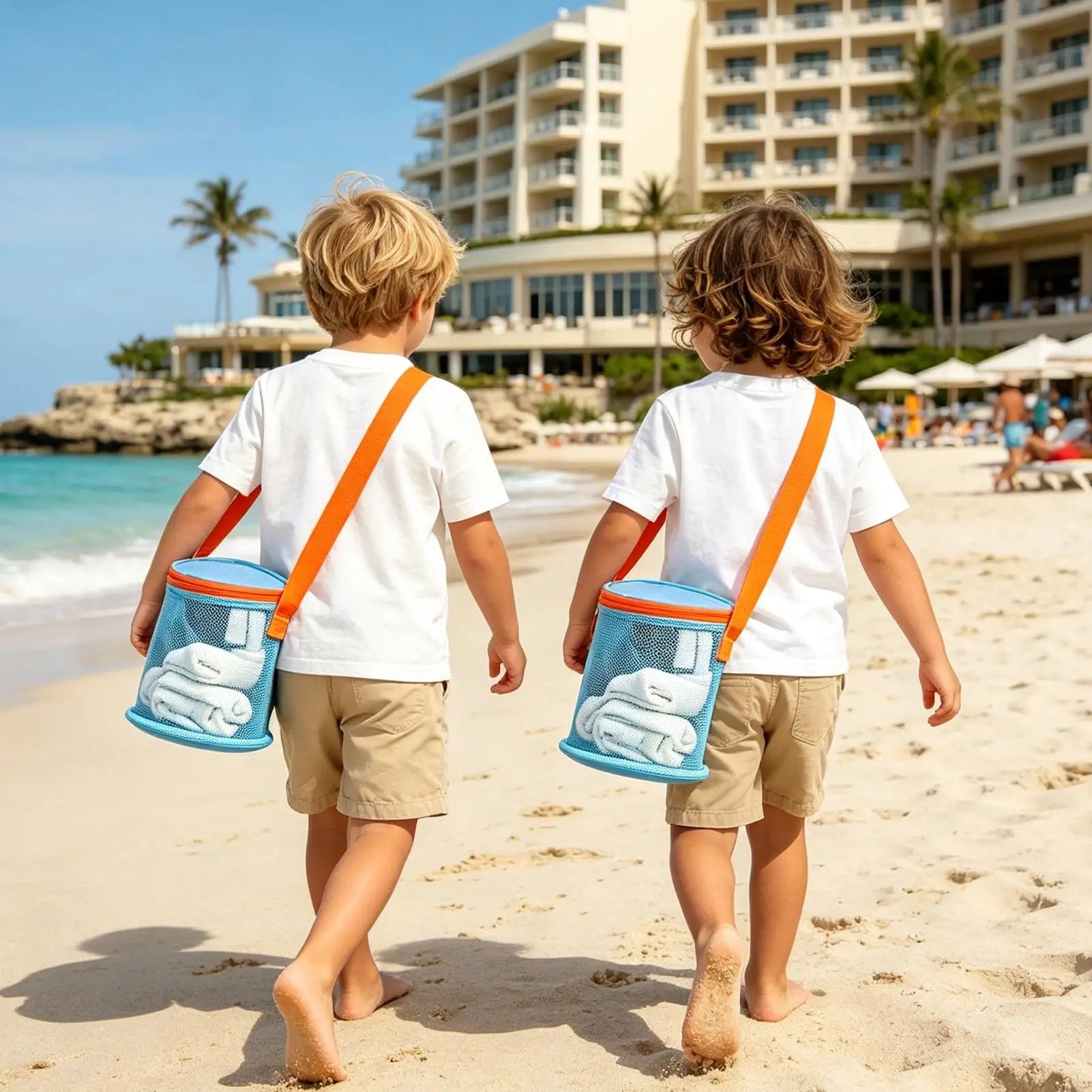 Sea Shell Bags For Beach 2 Pieces Sand Toys Holder Tote With Adjustable Strap Portable Sea Shell Bag For Travel Beach Vacation Zpaxo