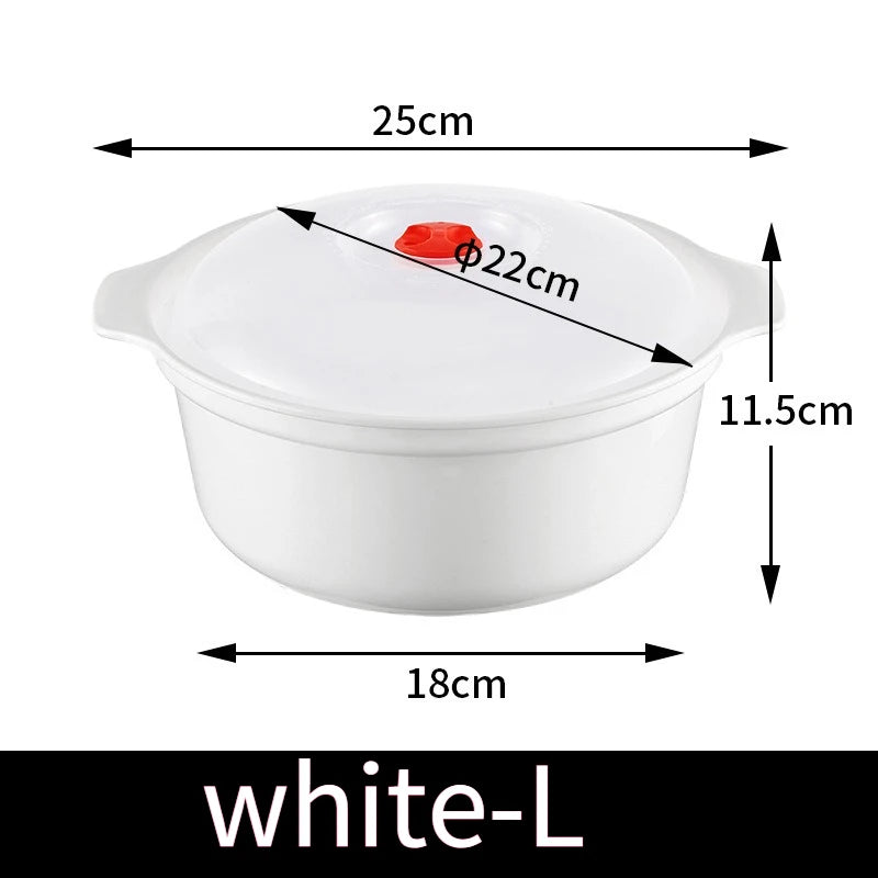 Microwave Oven Special Box Heated Soup Pot Rice Steamed Buns Lid Zpaxo WHITE-L