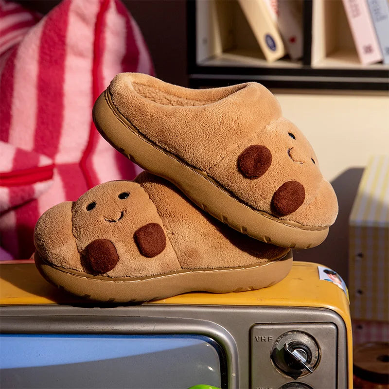 Plush Cotton Slippers Women Winter Indoor Home Shoes Anti-slip Thick