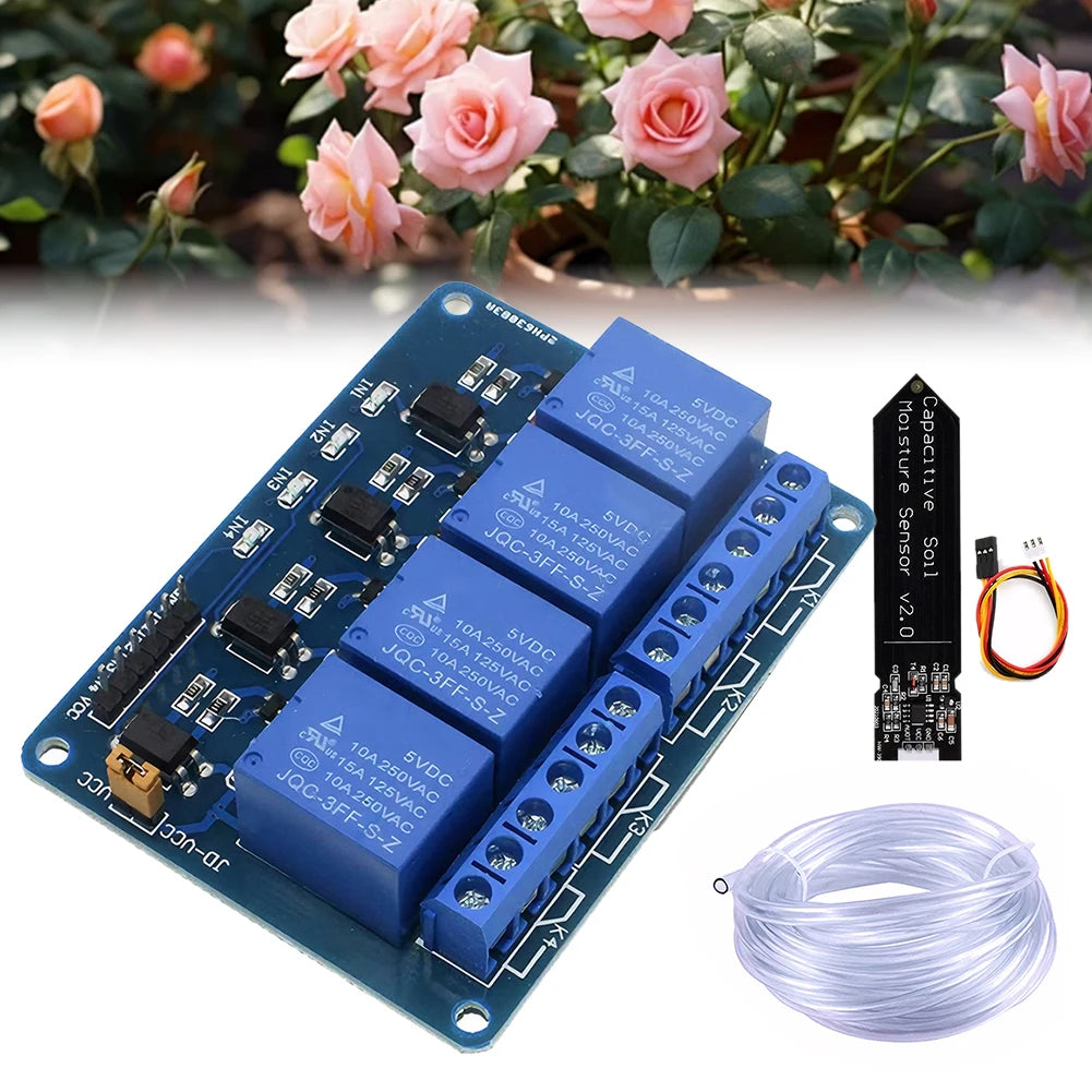 Self Watering System 1 Channel 5V Relay Module Soil Moisture Control Kit Water Pump 4M Vinyl Tubing DIY Drip Irrigation System Zpaxo