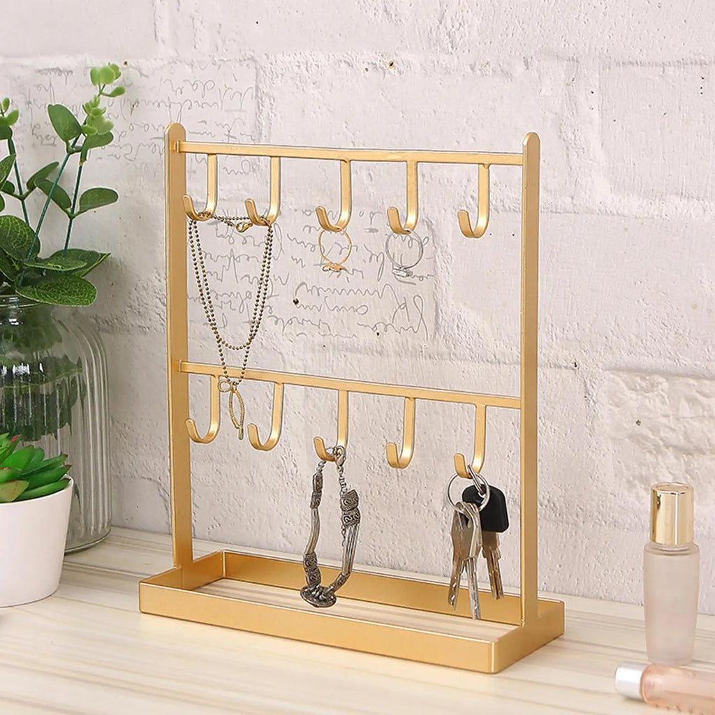Key Ring Holder Metal Jewelry Organizer 10 Hooks Stand Entrance Front