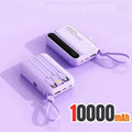 500000mAh 120W Power Bank Large Capacity 4 In1 Cables Intelligent Digital Display Light Portable Powerbank For iPhone Huawei New Zpaxo Purple 10000mAh 30001mAh-50000mAh