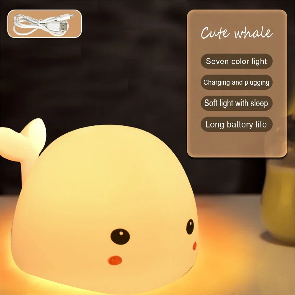 Cute Animal LED Night Light – USB Rechargeable Kids Bedside Lamp