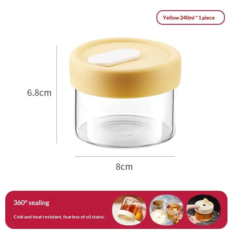 CM1Pc 240 Glass Food Storage Jar Sealed Juice Container Cereals Zpaxo 240ml Yellow