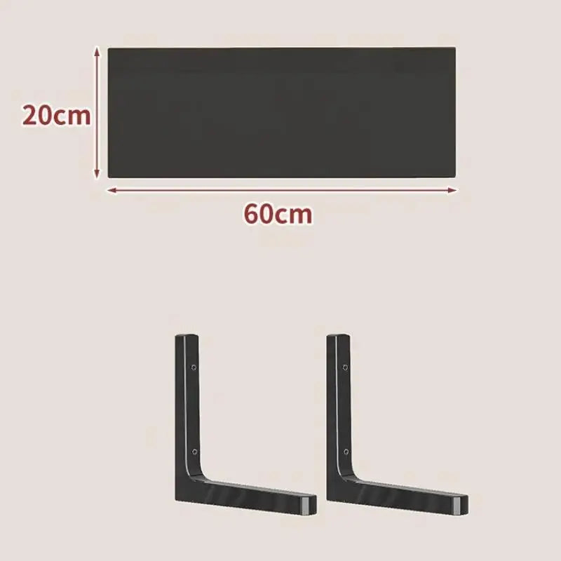 Wall Shelves Floating Wood Water Resistant-space Saving Storage Zpaxo Black 20X60CM