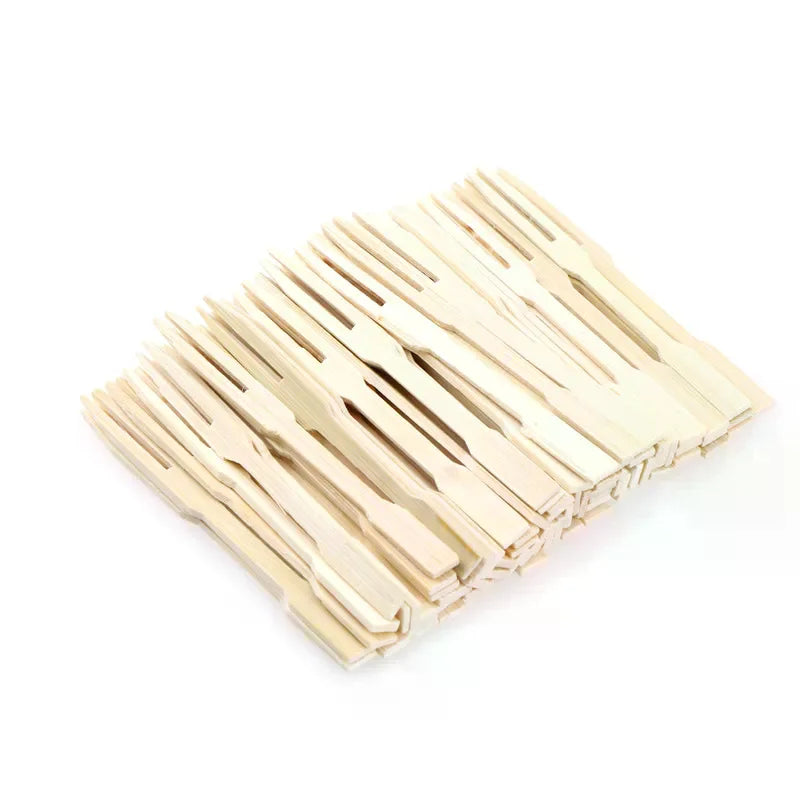 Bamboo Disposable Wooden Dessert Forks Fruit Fork Tableware Party Zpaxo