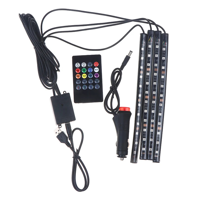 48 LED RGB Car Interior Ambient Light – Remote & Voice Control