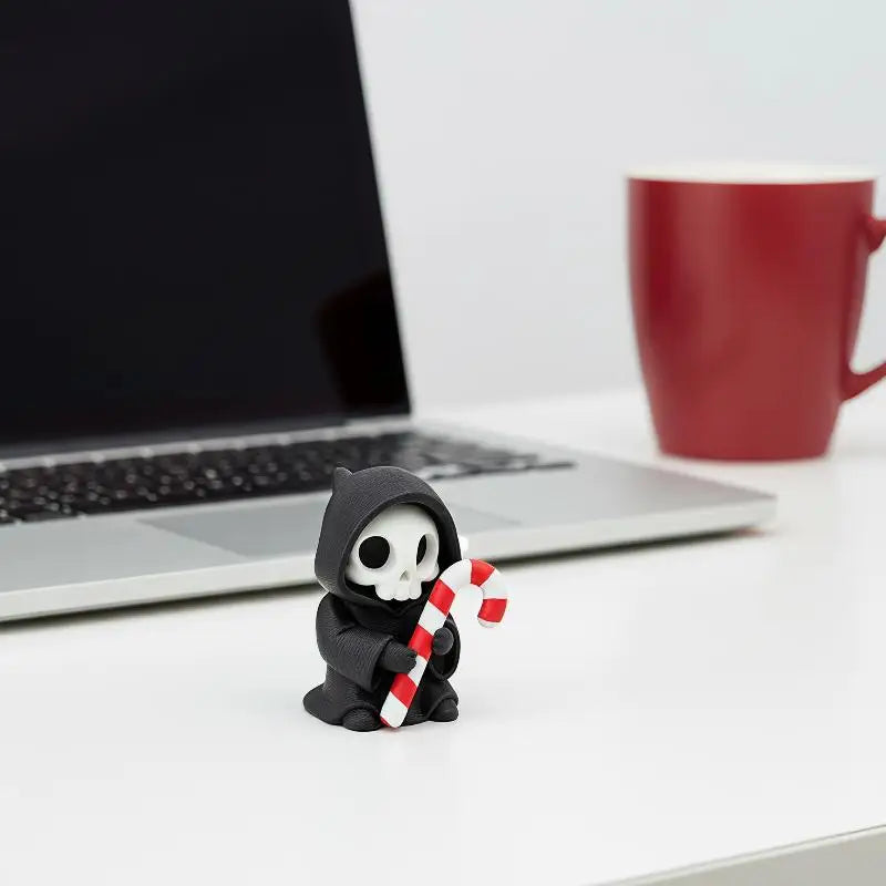 Mini Gothic Grim Reaper Figurine Cute Resin Skeleton Statue Desktop Zpaxo