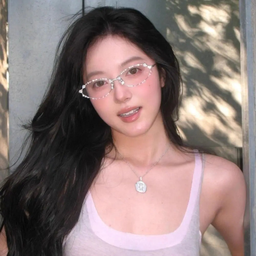 New Retro Diamond Women Sunglasses Punk Silver Shades Oval Sunglasses UV400 Men Sun Glasses Gift Zpaxo