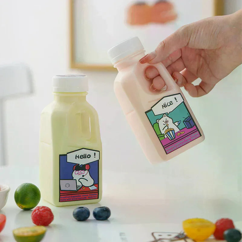 Plastic Juice Bottle PET Milk Beverage Lid Camping Hiking Drinkware Zpaxo