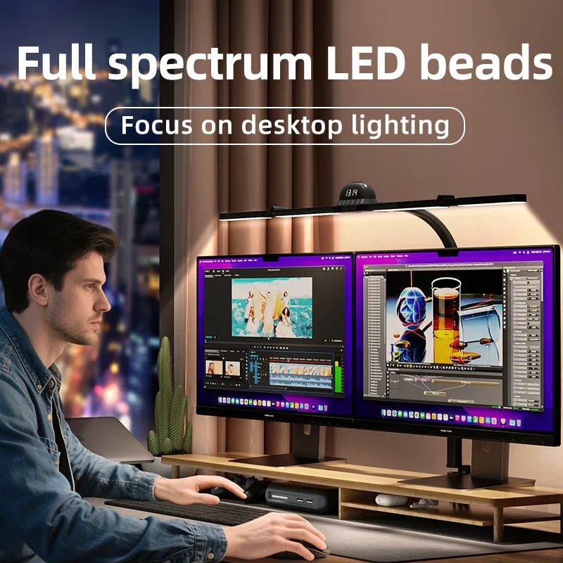 LED Full Spectrum Eye-Caring Architect Desk Lamp with Clamp Flexible Gooseneck 120cm Foldable 4-Head Stepless Dimming Lamp Zpaxo