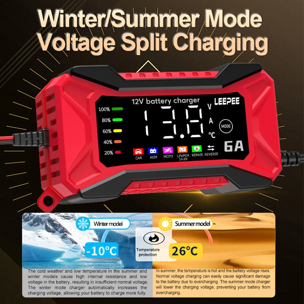 14 6V 10A Iron Lithium Charger Digital LCD Display Smart Battery