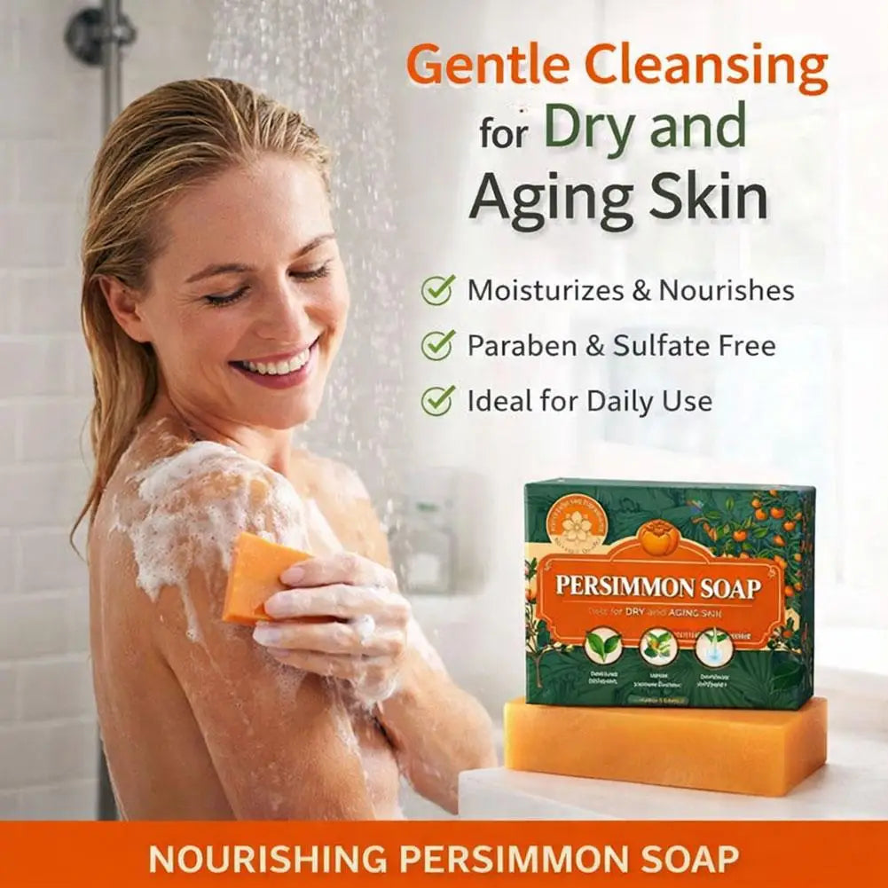 Persimmon Soap Bar for Body Odor Persimmon and Green Tea Extract For Men & Women Gentle on All Skin Types Natural Body Odor Soap Zpaxo