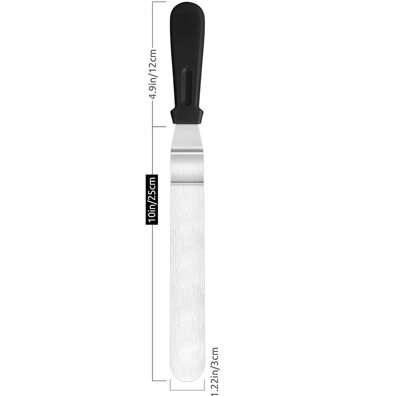 Stainless Steel Cake Spatula & Scraper – 6/8/10 Inch Set Cake Decorating Spatula Zpaxo Black 10-inch