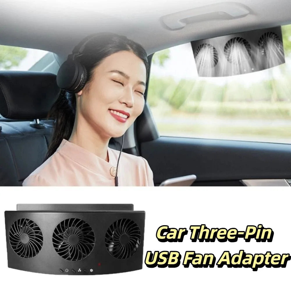 Wind Power Car Exhaust Fan 3 Head Design Cooling Function Ventilation Zpaxo