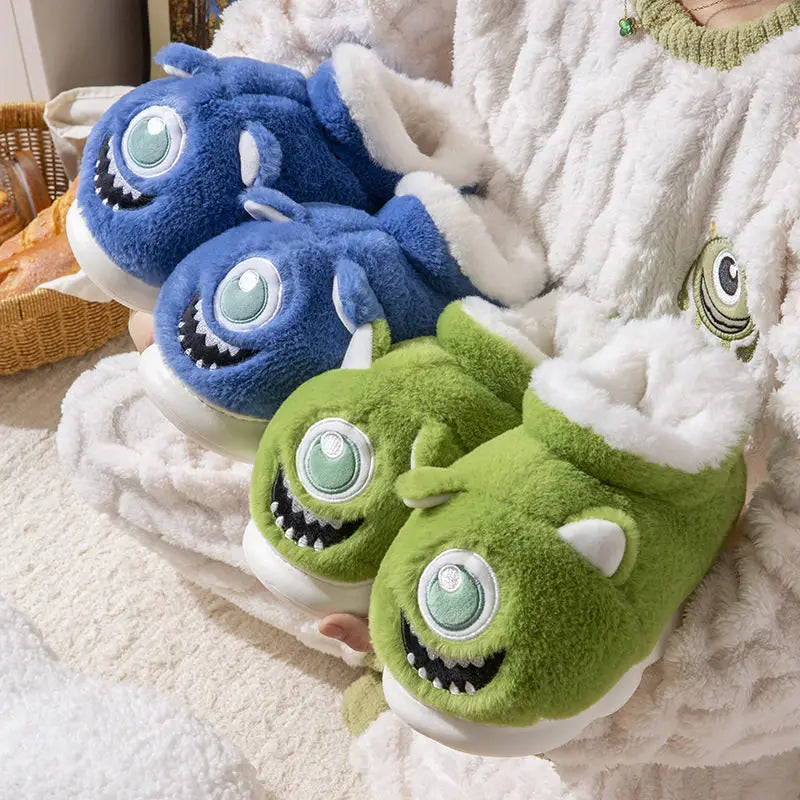 SHAJI 2026 Unisex Funny Ugly Fish Closed Back Slippers Winter Warm